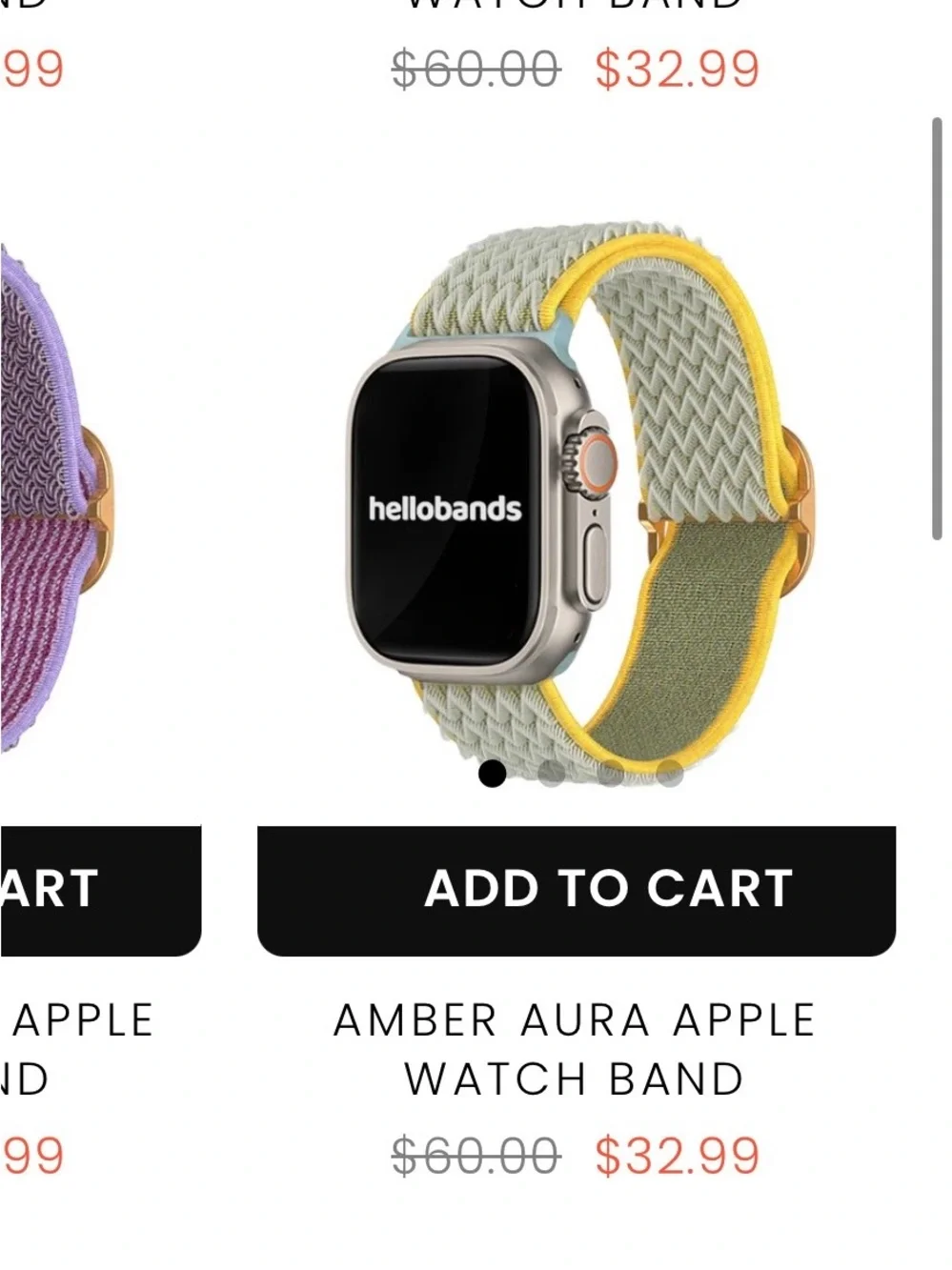 Hellobands- Yellow Woven Apple Watch Band. Adjustable